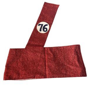 Vintage Red White Blue Glittery Marching Band Uniform Sash 76 Emblem 32" Waist